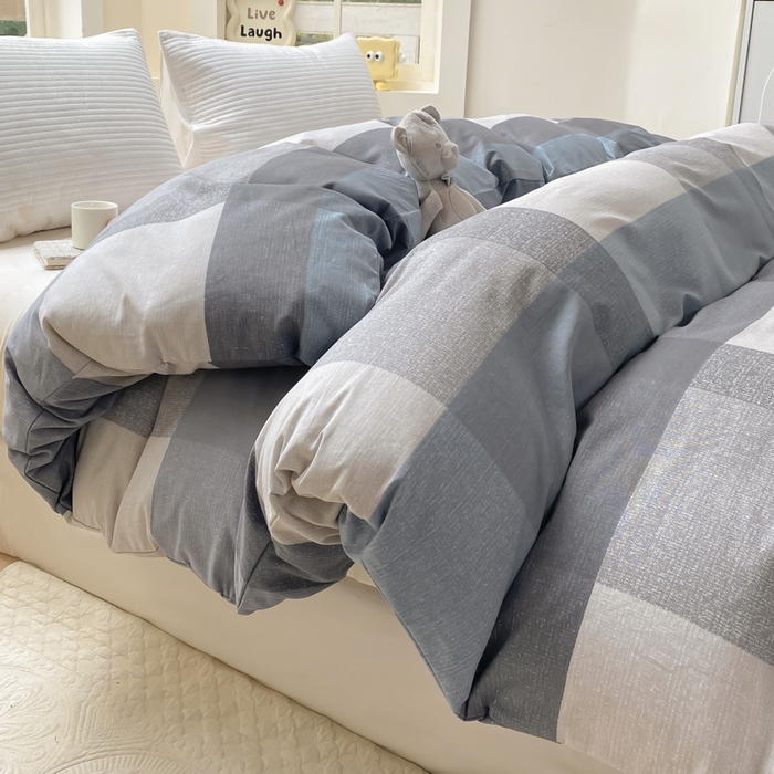 91家纺网 家纺一手货源 找家纺 麋兔 2025新款全棉纯棉ins印花单品被套 被套单件 奶昔-蓝