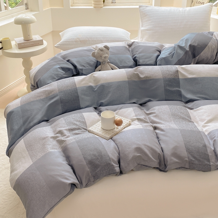 91家纺网 家纺一手货源 找家纺 麋兔 2025新款全棉纯棉ins印花单品被套 被套单件 奶昔-蓝