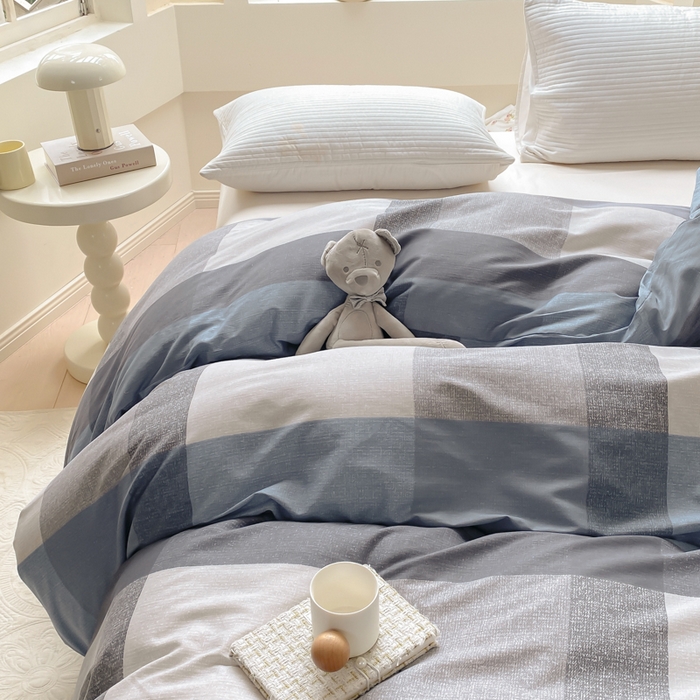 91家纺网 家纺一手货源 找家纺 麋兔 2025新款全棉纯棉ins印花单品被套 被套单件 奶昔-蓝