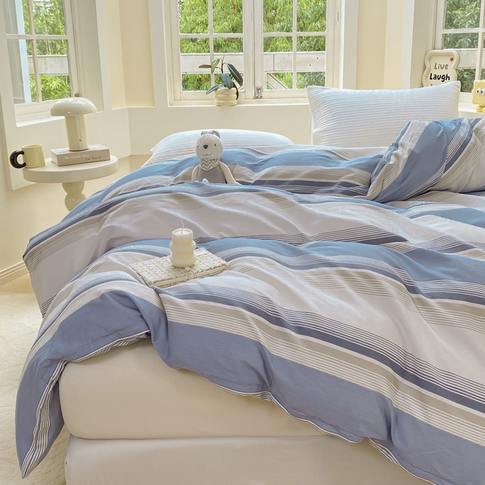 91家纺网 家纺一手货源 找家纺 麋兔 2025新款全棉纯棉ins印花单品被套 被套单件 乔南-灰