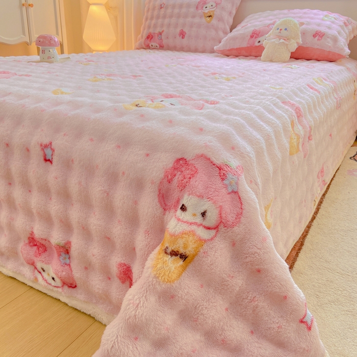 91家纺网 家纺一手货源 找家纺 品乐家纺 2025新款秋冬高克重牛奶绒保暖床单单品床单单件床单 美乐迪