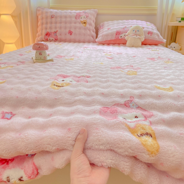 91家纺网 家纺一手货源 找家纺 品乐家纺 2025新款秋冬高克重牛奶绒保暖床单单品床单单件床单 美乐迪