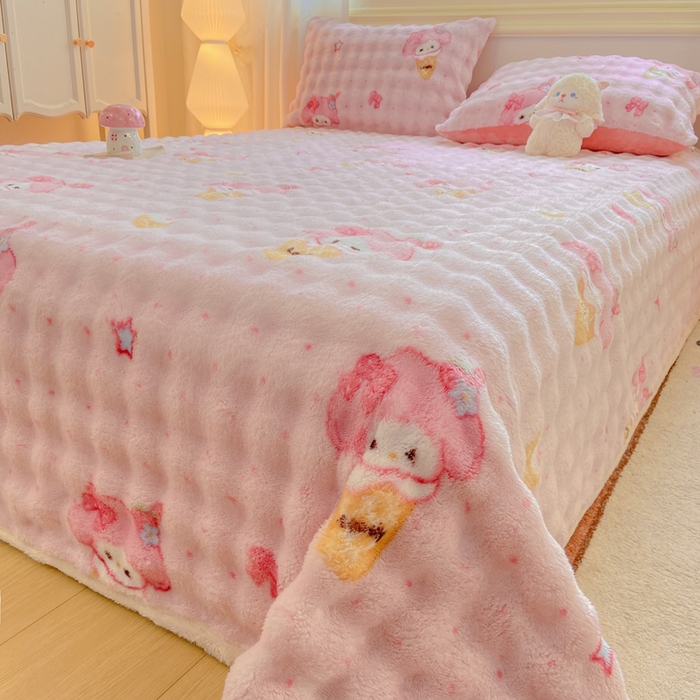 91家纺网 家纺一手货源 找家纺 品乐家纺 2025新款秋冬高克重牛奶绒保暖床单单品床单单件床单 美乐迪