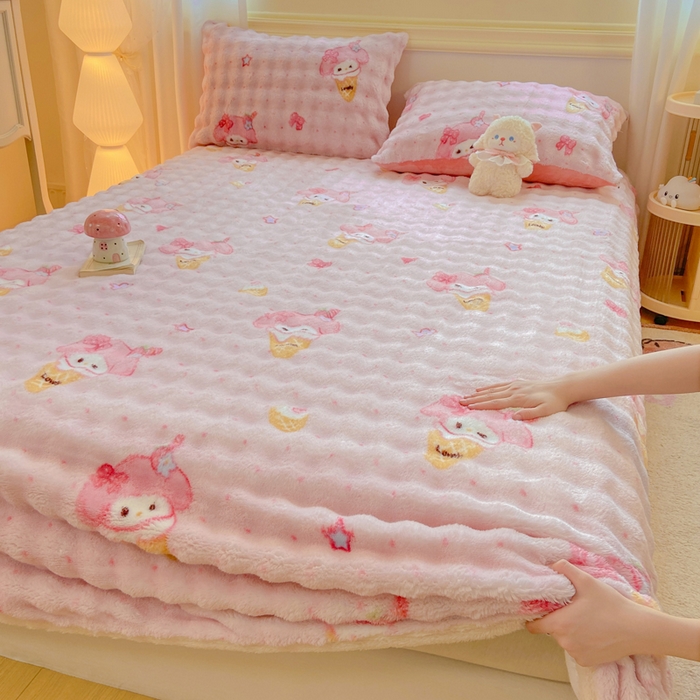 91家纺网 家纺一手货源 找家纺 品乐家纺 2025新款秋冬高克重牛奶绒保暖床单单品床单单件床单 美乐迪