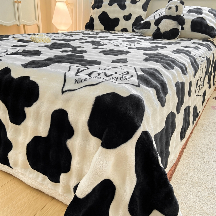 91家纺网 家纺一手货源 找家纺 品乐家纺 2025新款秋冬高克重牛奶绒保暖床单单品床单单件床单 萌牛