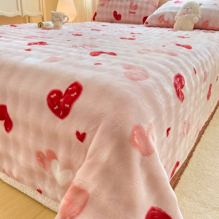 91家纺网 家纺一手货源 找家纺 品乐家纺 2025新款秋冬高克重牛奶绒保暖床单单品床单单件床单 甜心粉