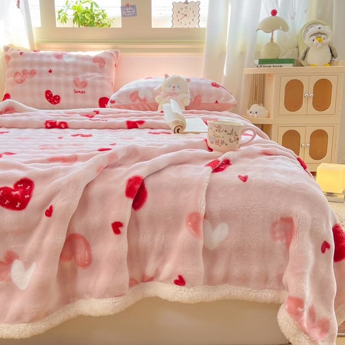 91家纺网 家纺一手货源 找家纺 品乐家纺 2025新款秋冬高克重牛奶绒保暖床单单品床单单件床单 甜心粉