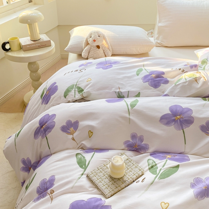 91家纺网 家纺一手货源 找家纺 麋兔 2025新款全棉纯棉ins印花单品被套 被套单件 甜花韵美