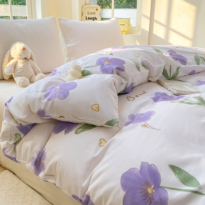 91家纺网 家纺一手货源 找家纺 麋兔 2025新款全棉纯棉ins印花单品被套 被套单件 甜花韵美