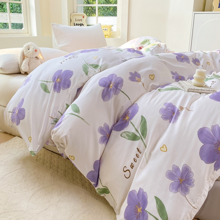 91家纺网 家纺一手货源 找家纺 麋兔 2025新款全棉纯棉ins印花单品被套 被套单件 甜花韵美