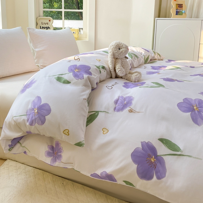 91家纺网 家纺一手货源 找家纺 麋兔 2025新款全棉纯棉ins印花单品被套 被套单件 甜花韵美