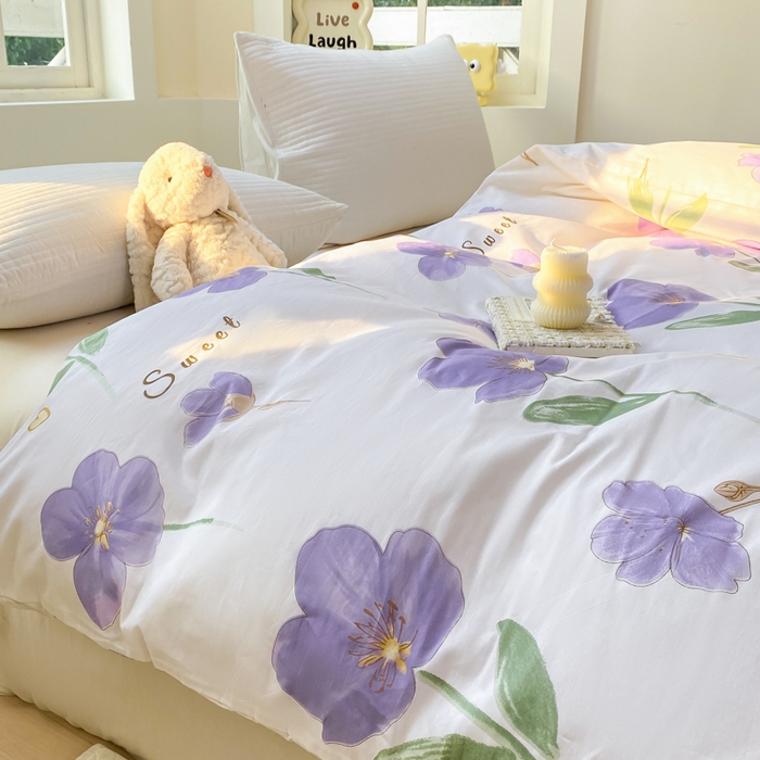 91家纺网 家纺一手货源 找家纺 麋兔 2025新款全棉纯棉ins印花单品被套 被套单件 甜花韵美