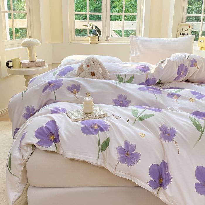 91家纺网 家纺一手货源 找家纺 麋兔 2025新款全棉纯棉ins印花单品被套 被套单件 甜花韵美