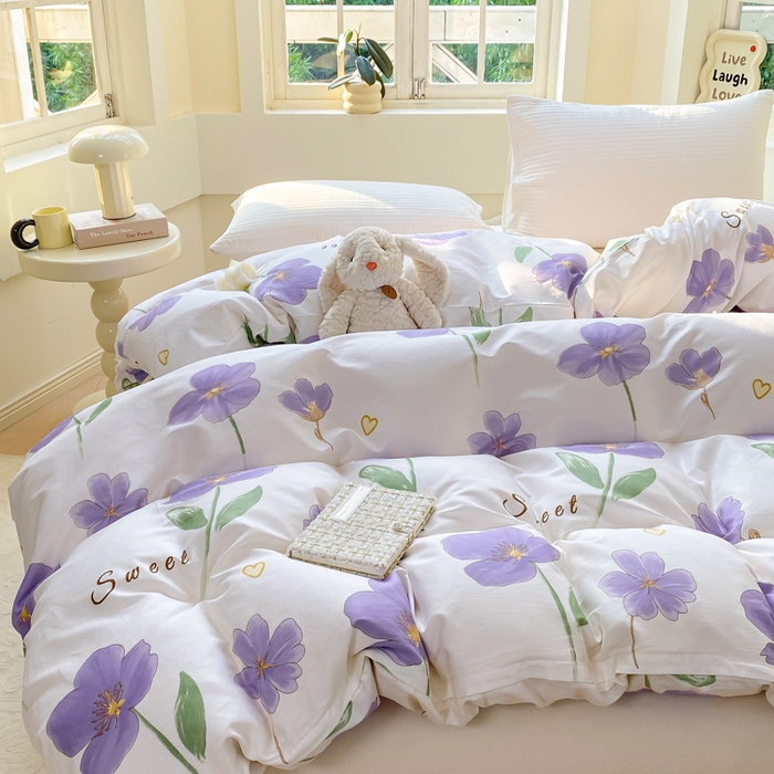 91家纺网 家纺一手货源 找家纺 麋兔 2025新款全棉纯棉ins印花单品被套 被套单件 甜花韵美