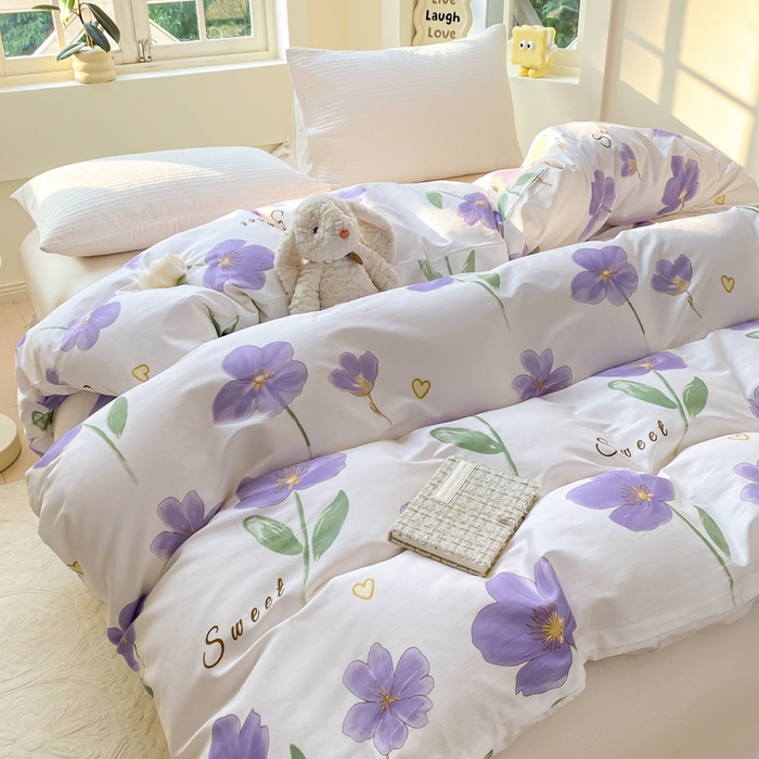 91家纺网 家纺一手货源 找家纺 麋兔 2025新款全棉纯棉ins印花单品被套 被套单件 甜花韵美