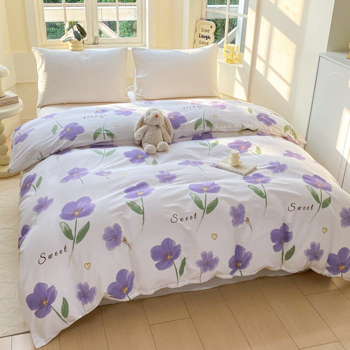 91家纺网 家纺一手货源 找家纺 麋兔 2025新款全棉纯棉ins印花单品被套 被套单件 甜花韵美