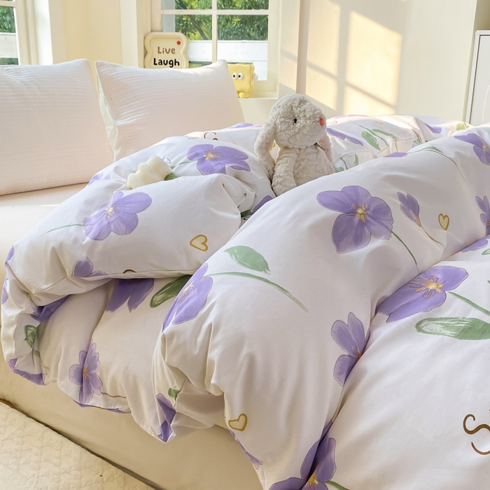 91家纺网 家纺一手货源 找家纺 麋兔 2025新款全棉纯棉ins印花单品被套 被套单件 甜花韵美