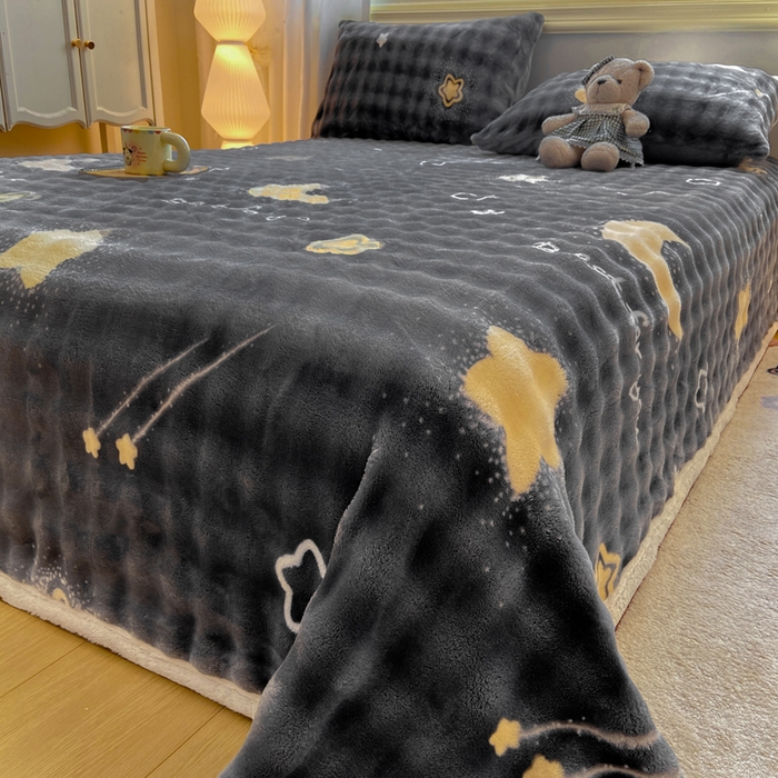 91家纺网 家纺一手货源 找家纺 品乐家纺 2025新款秋冬高克重牛奶绒保暖床单单品床单单件床单 星空