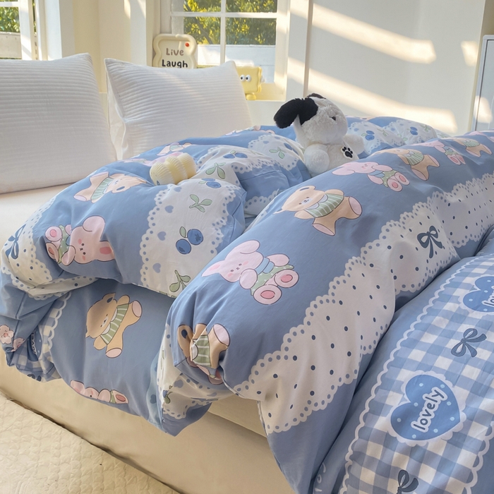 91家纺网 家纺一手货源 找家纺 麋兔 2025新款全棉纯棉ins印花单品被套 被套单件 熊仔少年