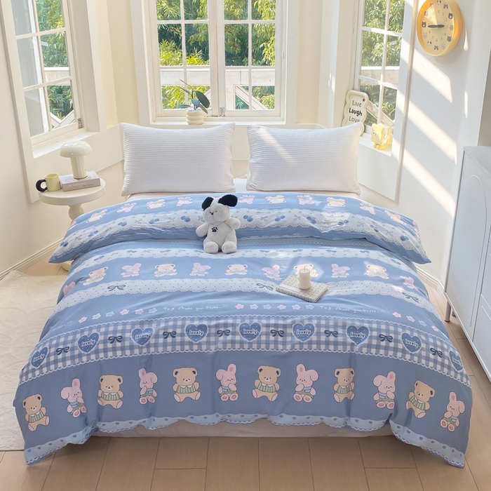 91家纺网 家纺一手货源 找家纺 麋兔 2025新款全棉纯棉ins印花单品被套 被套单件 熊仔少年