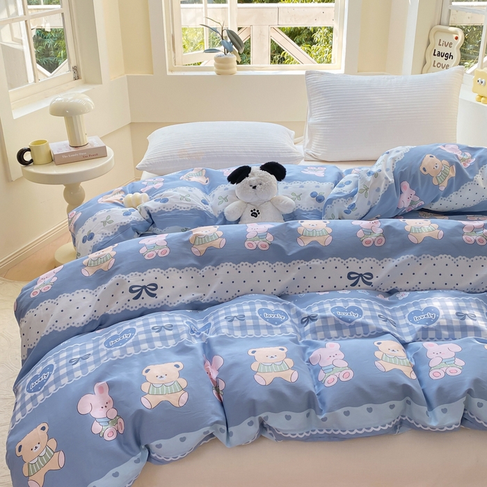 91家纺网 家纺一手货源 找家纺 麋兔 2025新款全棉纯棉ins印花单品被套 被套单件 熊仔少年