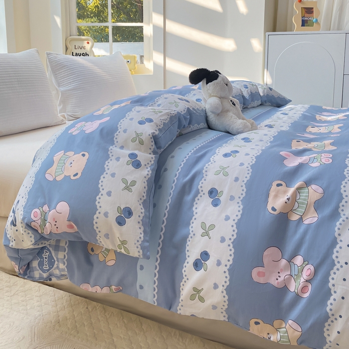 91家纺网 家纺一手货源 找家纺 麋兔 2025新款全棉纯棉ins印花单品被套 被套单件 熊仔少年