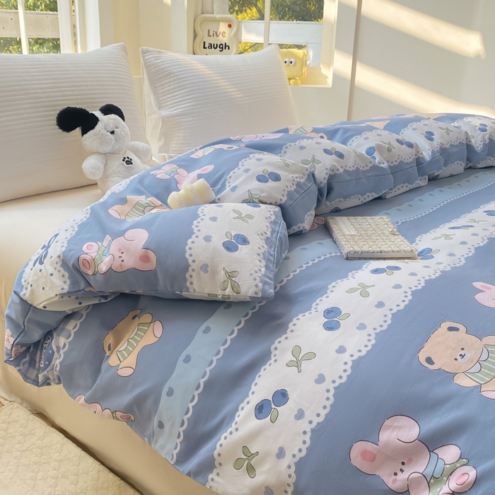 91家纺网 家纺一手货源 找家纺 麋兔 2025新款全棉纯棉ins印花单品被套 被套单件 熊仔少年