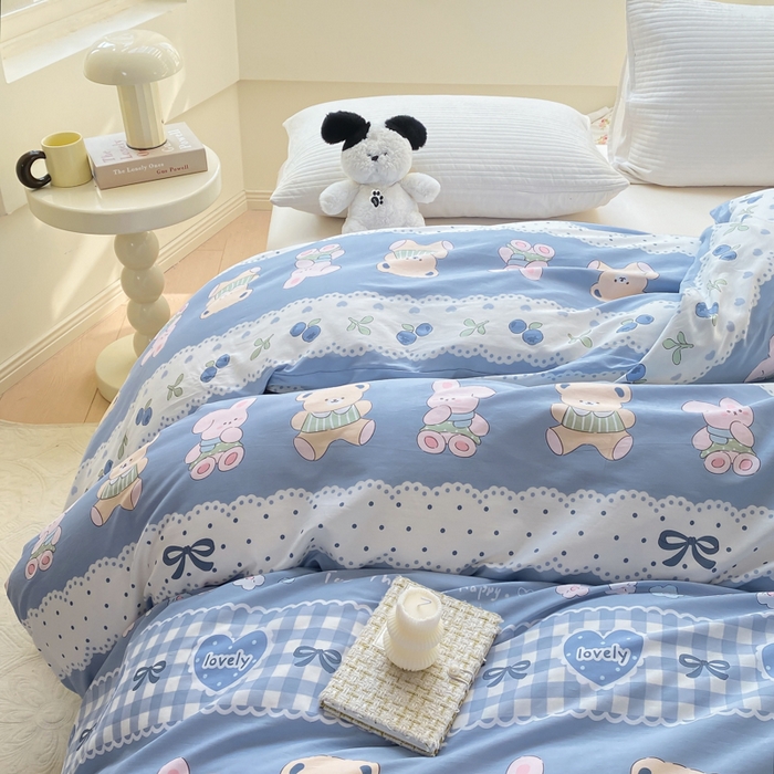 91家纺网 家纺一手货源 找家纺 麋兔 2025新款全棉纯棉ins印花单品被套 被套单件 熊仔少年