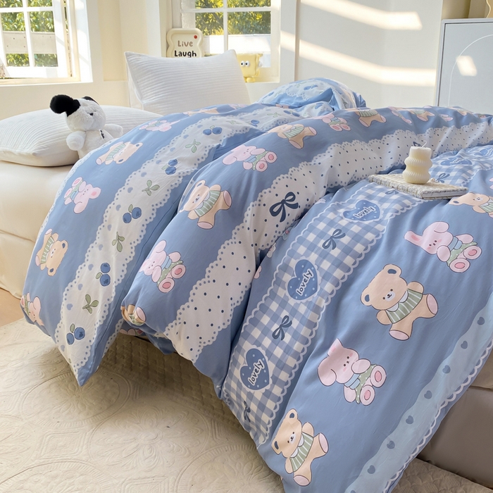 91家纺网 家纺一手货源 找家纺 麋兔 2025新款全棉纯棉ins印花单品被套 被套单件 熊仔少年