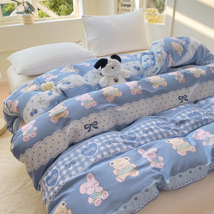 91家纺网 家纺一手货源 找家纺 麋兔 2025新款全棉纯棉ins印花单品被套 被套单件 熊仔少年