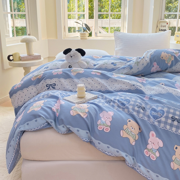 91家纺网 家纺一手货源 找家纺 麋兔 2025新款全棉纯棉ins印花单品被套 被套单件 熊仔少年