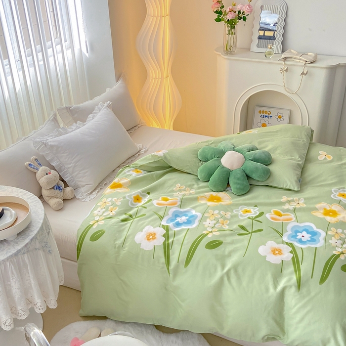 91家纺网 家纺一手货源 找家纺 麋兔 2025新款全棉纯棉ins印花单品被套 被套单件 花暖香风