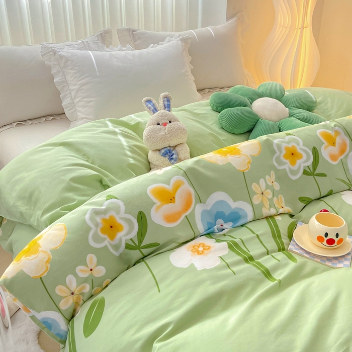 91家纺网 家纺一手货源 找家纺 麋兔 2025新款全棉纯棉ins印花单品被套 被套单件 花暖香风