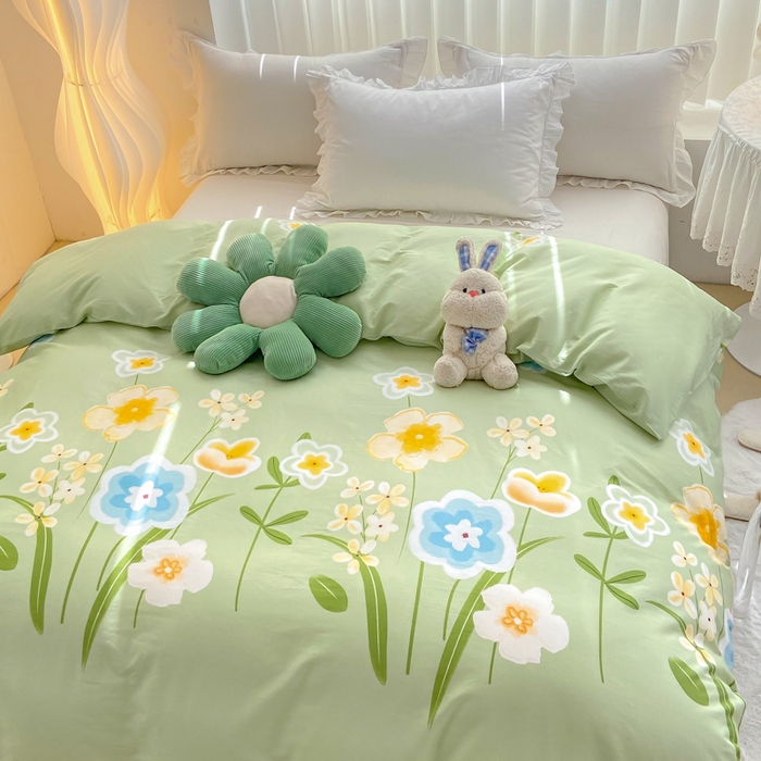 91家纺网 家纺一手货源 找家纺 麋兔 2025新款全棉纯棉ins印花单品被套 被套单件 花暖香风