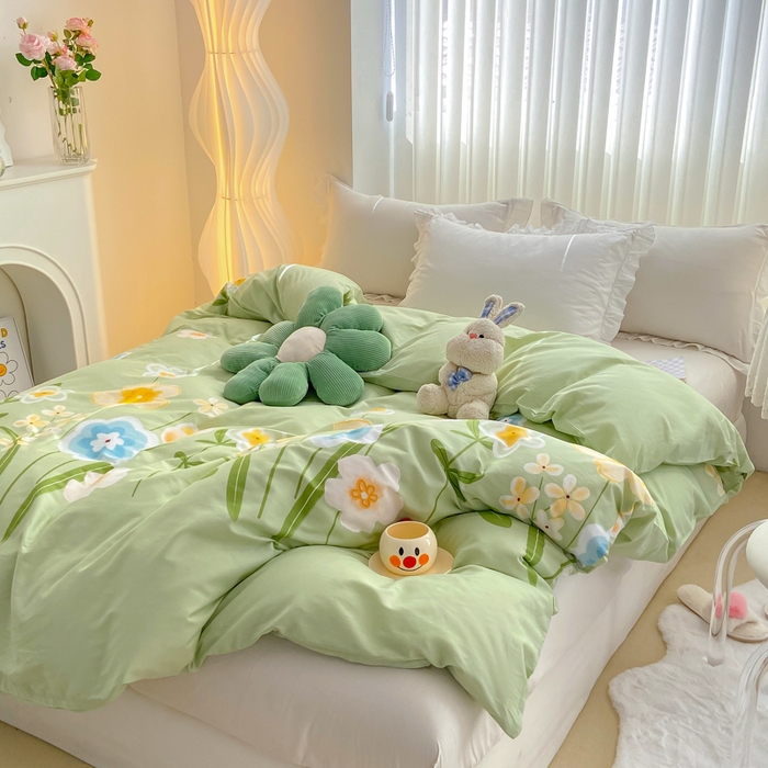 91家纺网 家纺一手货源 找家纺 麋兔 2025新款全棉纯棉ins印花单品被套 被套单件 花暖香风