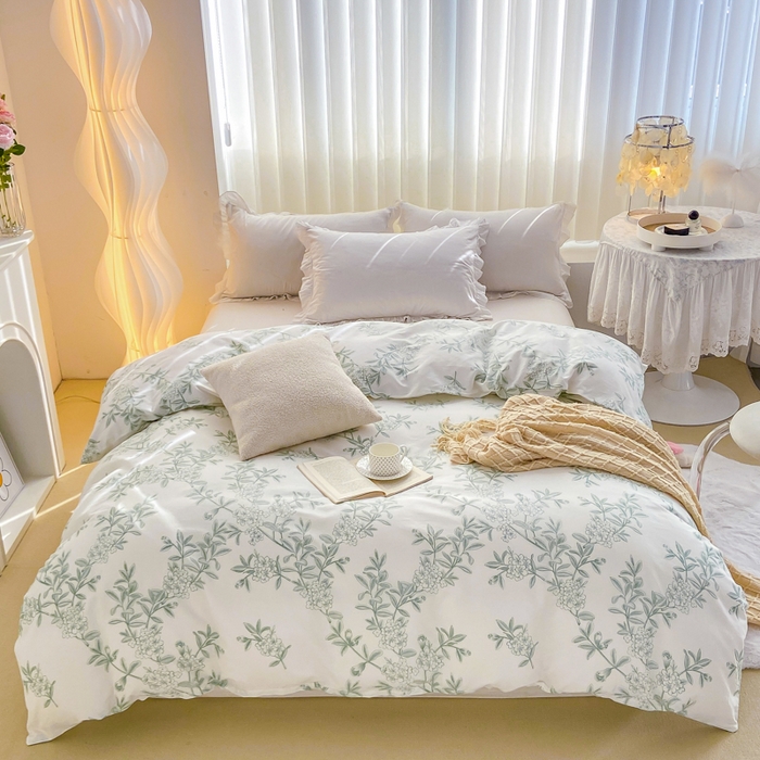 91家纺网 家纺一手货源 找家纺 麋兔 2025新款全棉纯棉ins印花单品被套 被套单件 梅香凝枝,梅香凝枝