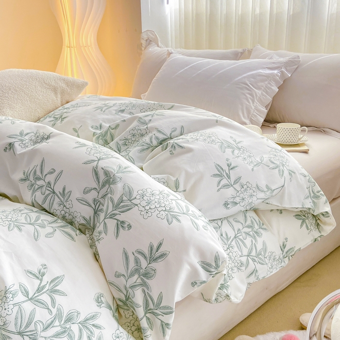 91家纺网 家纺一手货源 找家纺 麋兔 2025新款全棉纯棉ins印花单品被套 被套单件 梅香凝枝