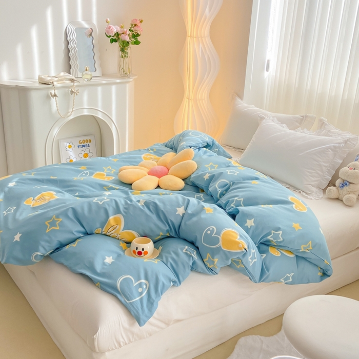 91家纺网 家纺一手货源 找家纺 麋兔 2025新款全棉纯棉ins印花单品被套 被套单件 铭心