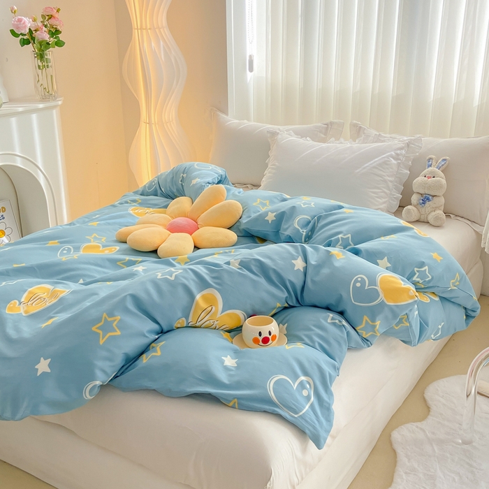 91家纺网 家纺一手货源 找家纺 麋兔 2025新款全棉纯棉ins印花单品被套 被套单件 铭心