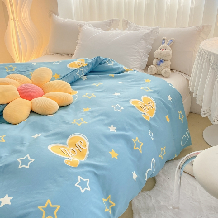 91家纺网 家纺一手货源 找家纺 麋兔 2025新款全棉纯棉ins印花单品被套 被套单件 铭心