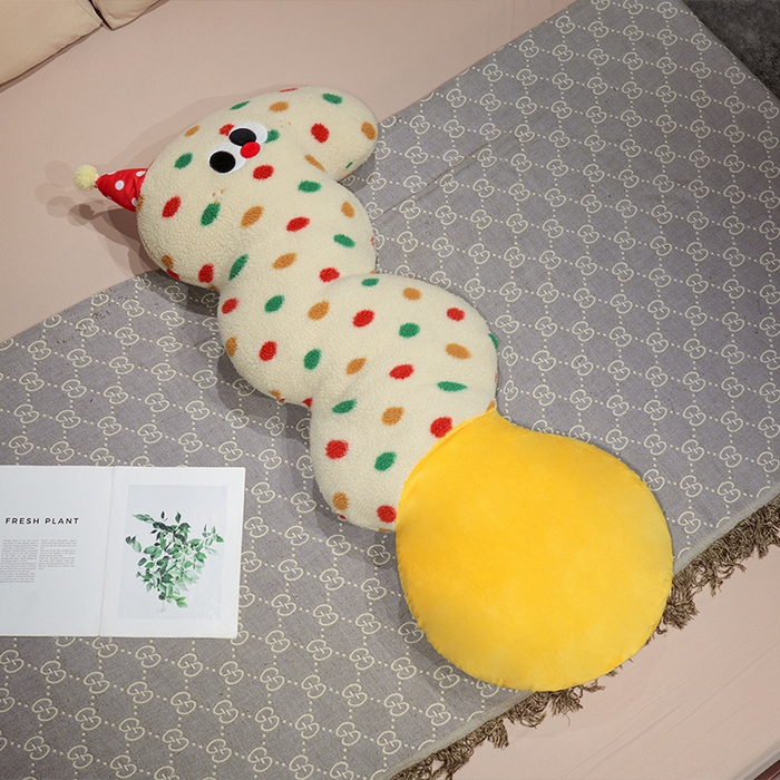 91家纺网 家纺一手货源 找家纺 仟亿莱 2025新款多巴胺羊羔绒大眼云朵长条抱枕 波点大眼云朵