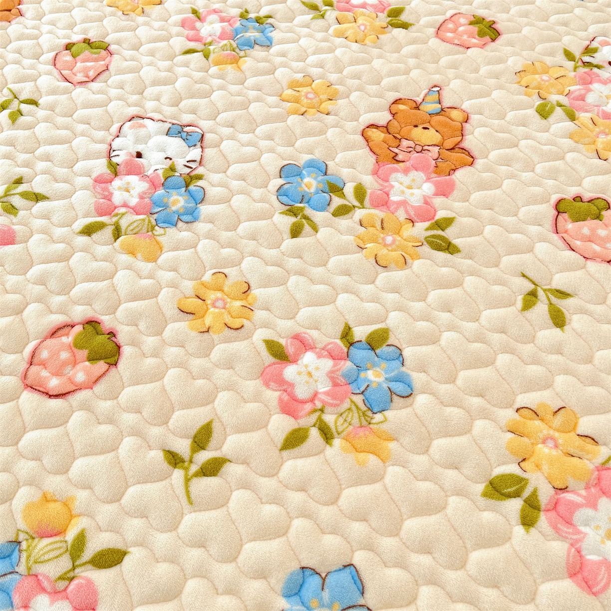 91家纺网 家纺一手货源 找家纺 雯豆家纺 2025新款牛奶绒花边床笠单床笠单品床笠单件床笠 牛奶绒花边床笠-彩色萌宠