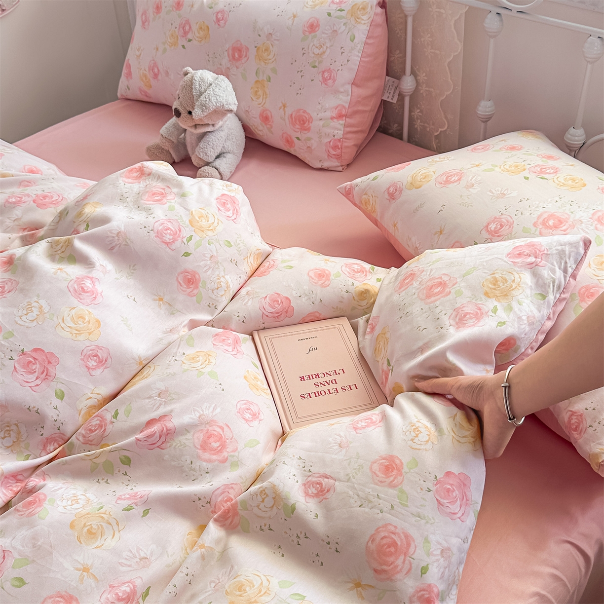 91家纺网 家纺一手货源 找家纺 恒爱家纺 2025新款全棉花卉四件套 爱莎