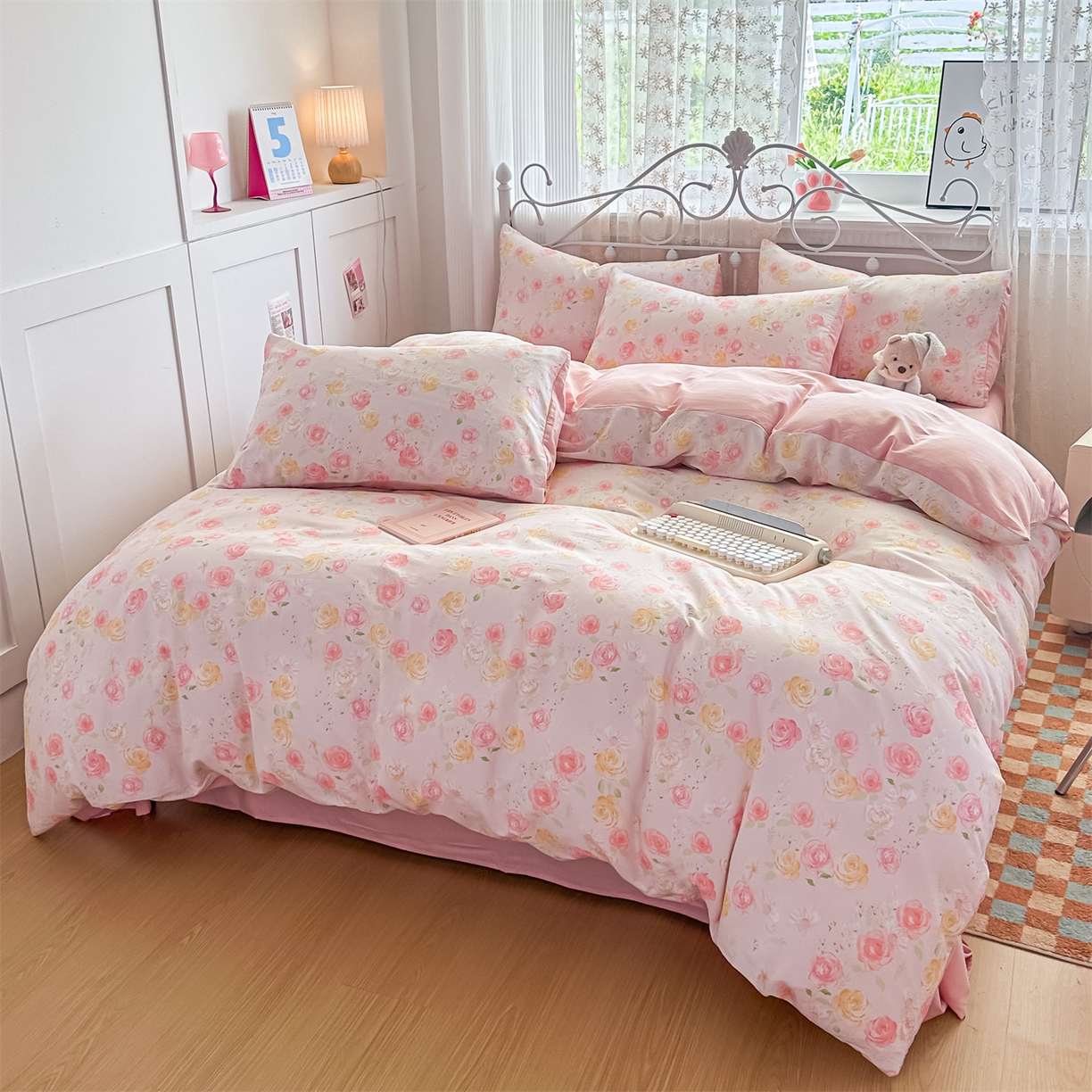 91家纺网 家纺一手货源 找家纺 恒爱家纺 2025新款全棉花卉四件套 爱莎