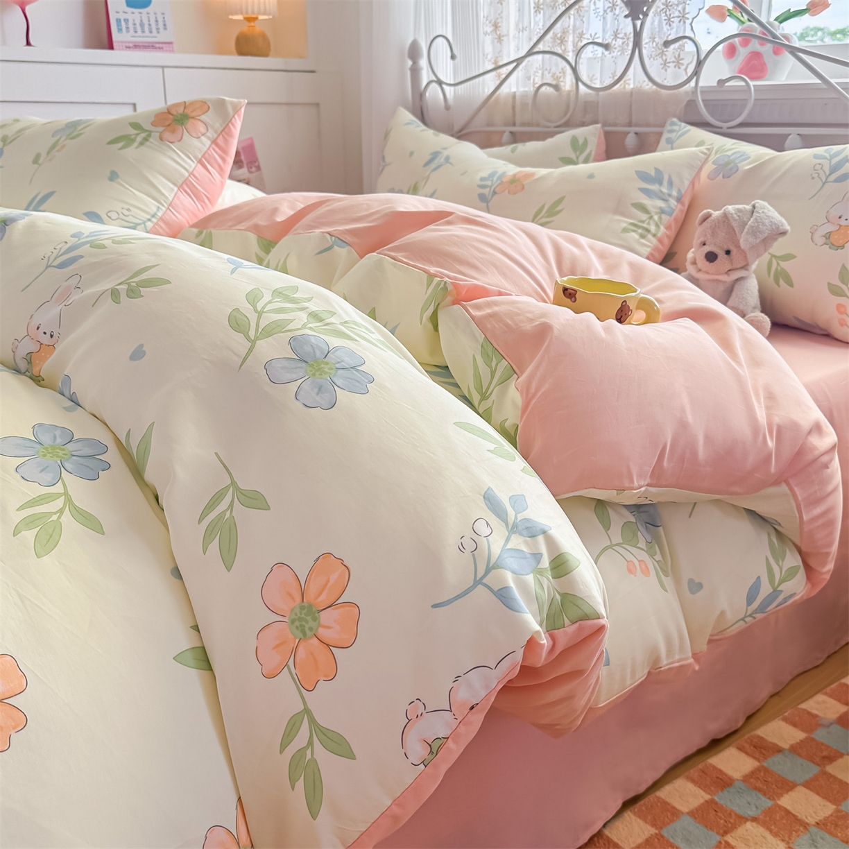 91家纺网 家纺一手货源 找家纺 恒爱家纺 2025新款全棉花卉四件套 空谷幽兰