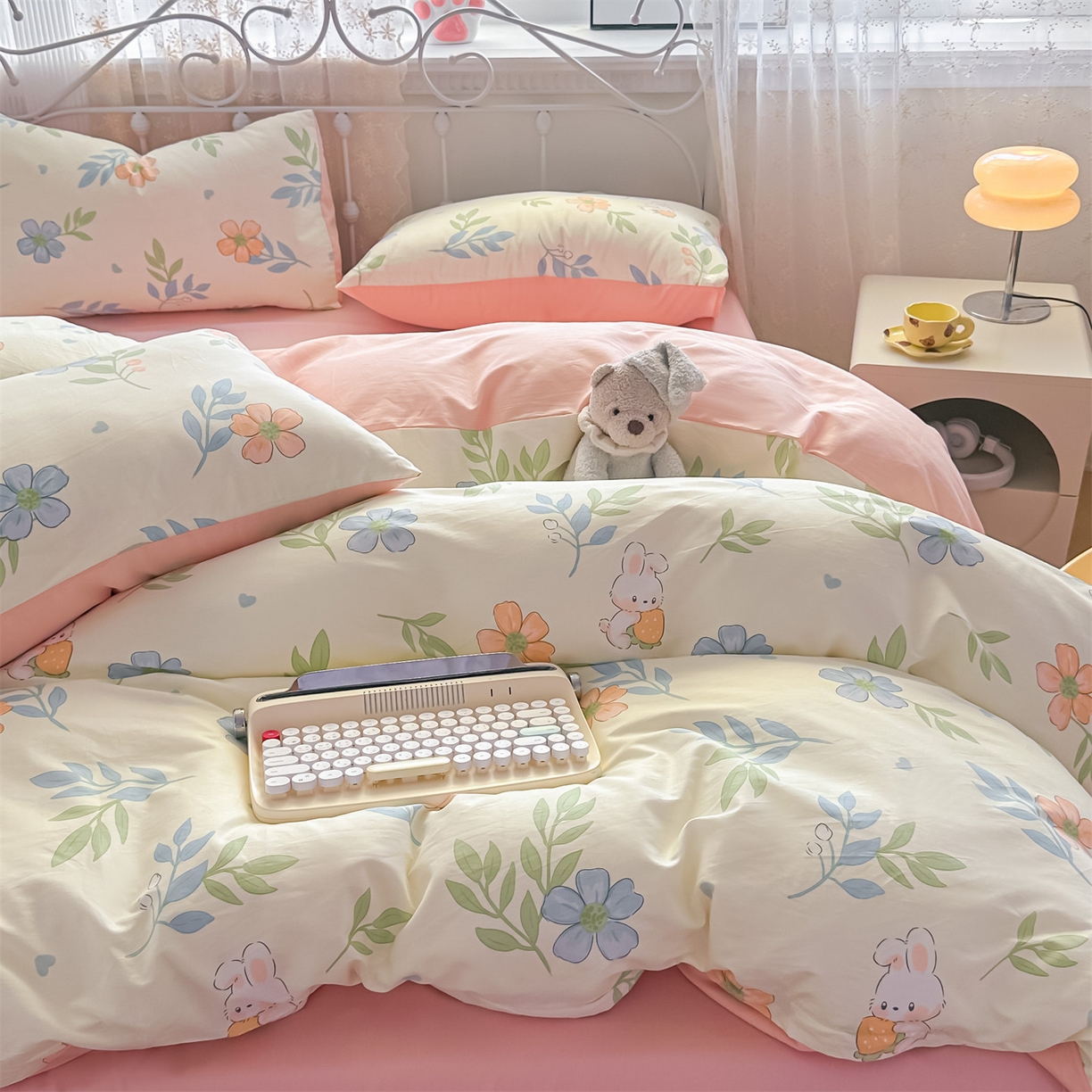 91家纺网 家纺一手货源 找家纺 恒爱家纺 2025新款全棉花卉四件套 空谷幽兰