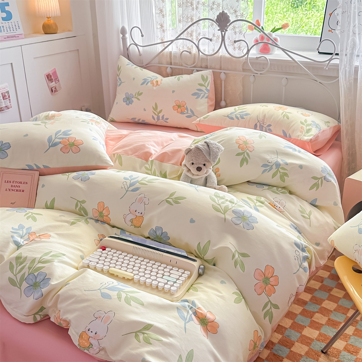 91家纺网 家纺一手货源 找家纺 恒爱家纺 2025新款全棉花卉四件套 空谷幽兰