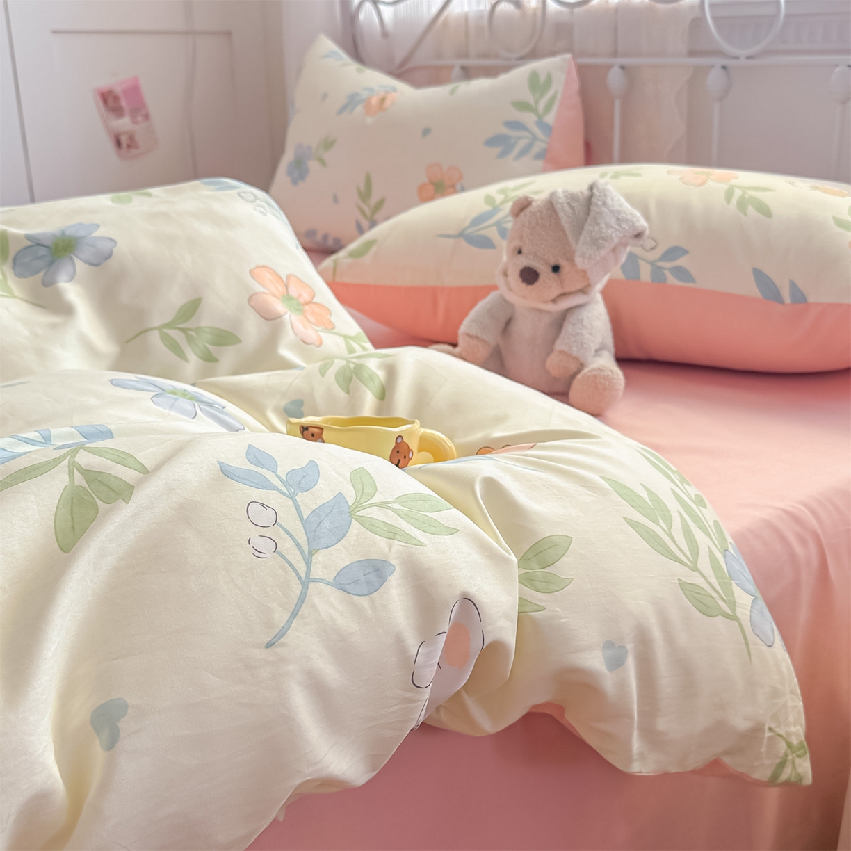 91家纺网 家纺一手货源 找家纺 恒爱家纺 2025新款全棉花卉四件套 空谷幽兰