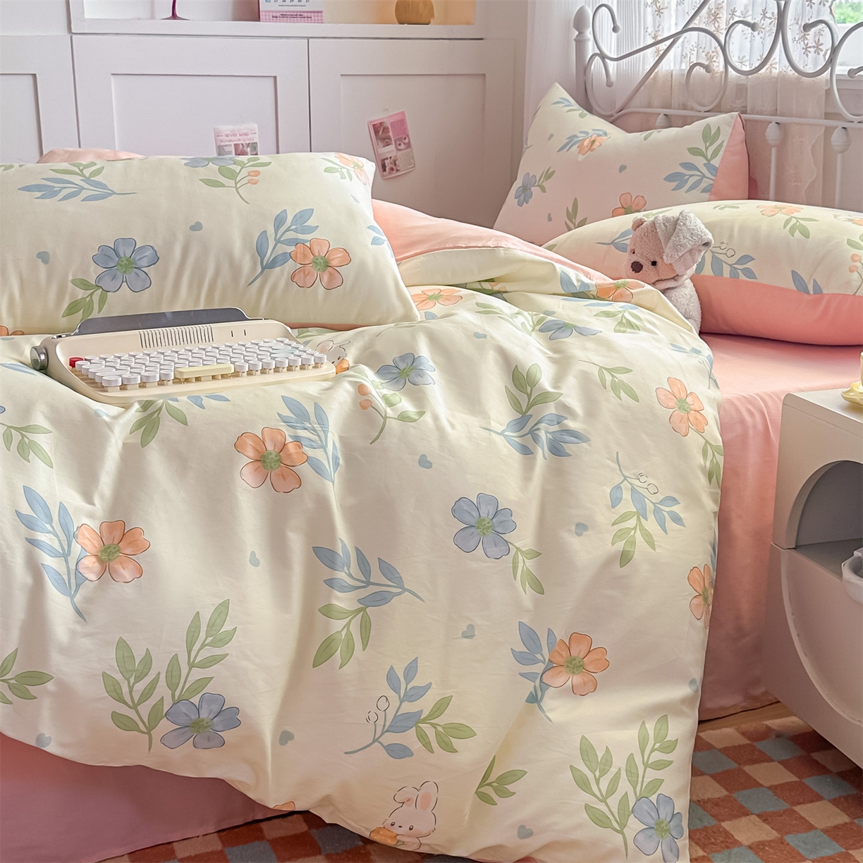 91家纺网 家纺一手货源 找家纺 恒爱家纺 2025新款全棉花卉四件套 空谷幽兰