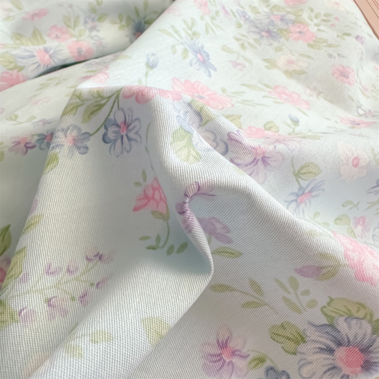 91家纺网 家纺一手货源 找家纺 恒爱家纺 2025新款全棉花卉四件套 蓝星花